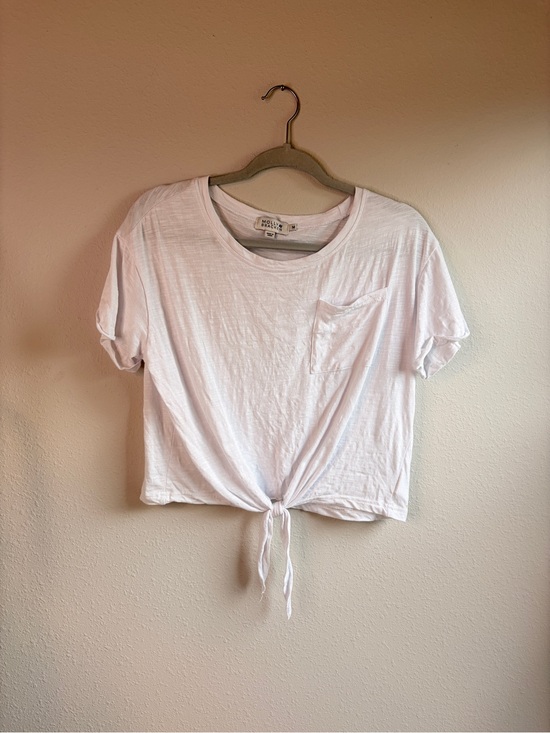 Molly Bracken Tops - Molly Bracken White Tie-Front‎ Pocket Tee